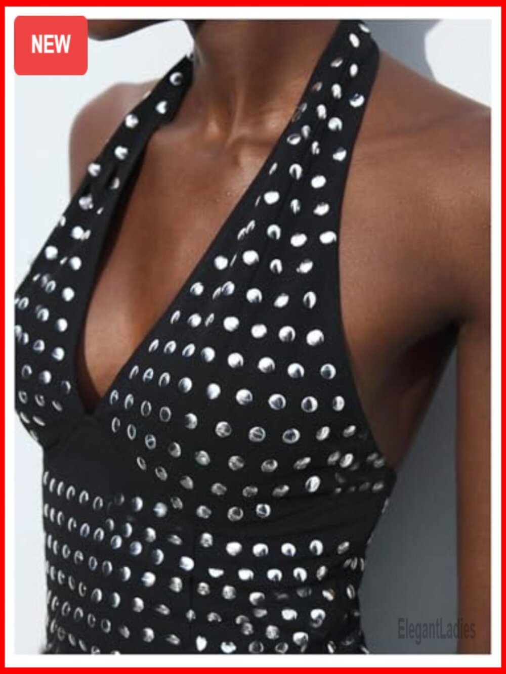 Backless Halter Tank Top Rave Studded Going Out Sleeveless Clubwear - Picture 2 of 5